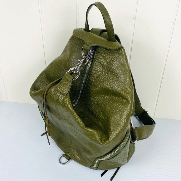NEW Rebecca Minkoff Julian Backpack Olive Green Bubbled Lamb Leather - Picture 8 of 13